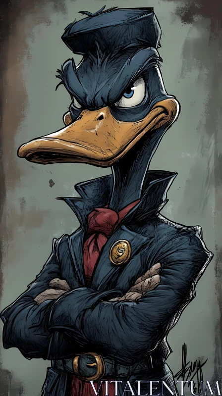 Authoritative Cartoon Duck Character AI Image