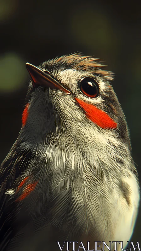 Close-Up of a Bird with Red Spots AI Image