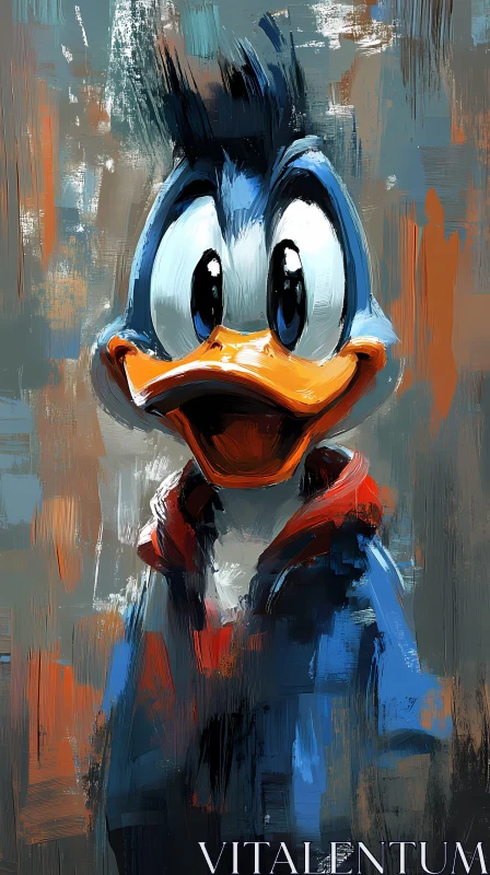 Colorful Cartoon Duck Portrait AI Image