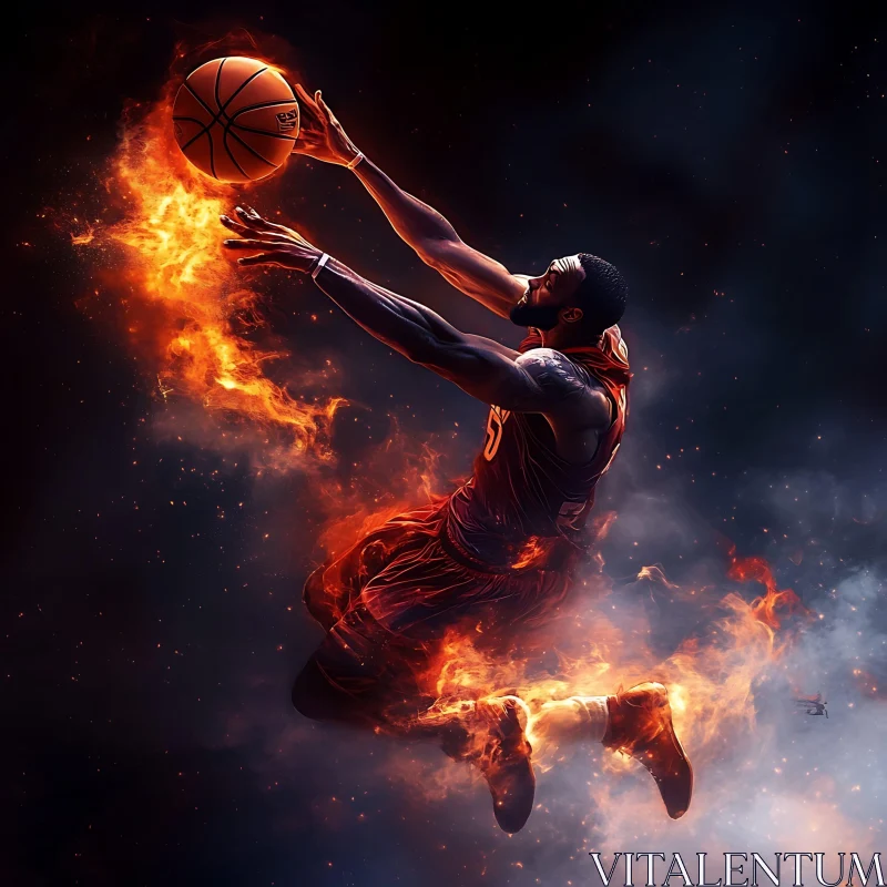 Athlete on Fire AI Image