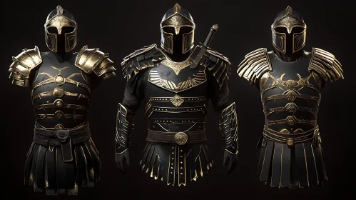 Ancient Warrior Armor with Golden Details