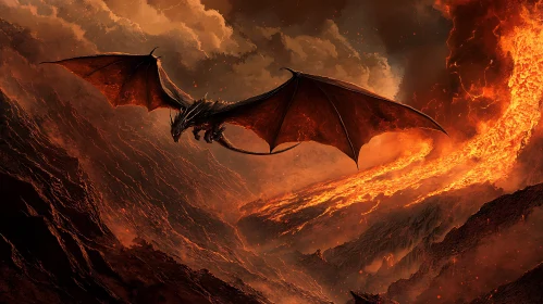 Dragon Over Lava River