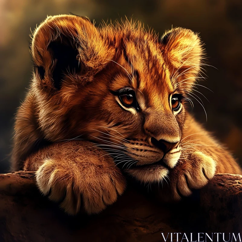 AI ART Young Lion Resting