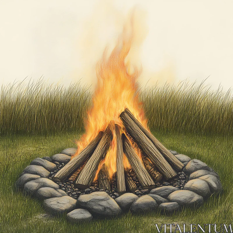 Peaceful Campfire in Nature AI Image