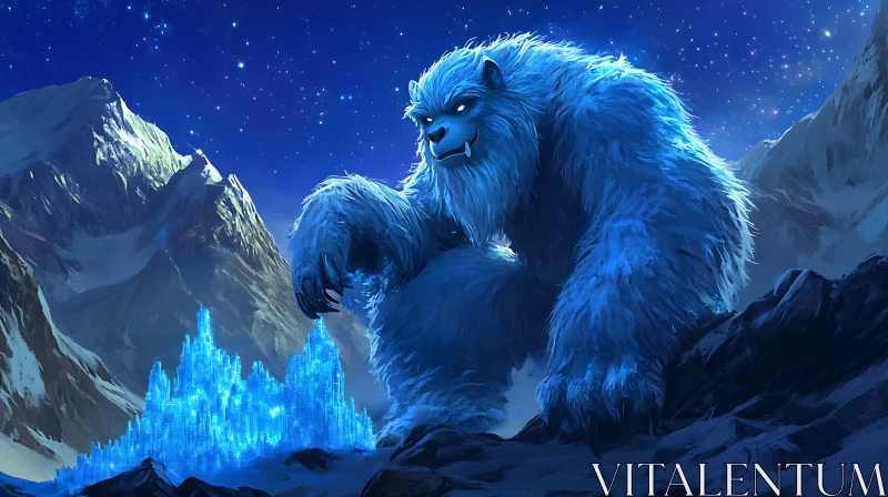 AI ART Abominable Snowman with Ice Fortress