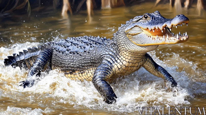 Powerful Alligator Emerge AI Image