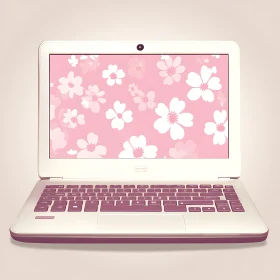 Minimalist Laptop with Pink Floral Display