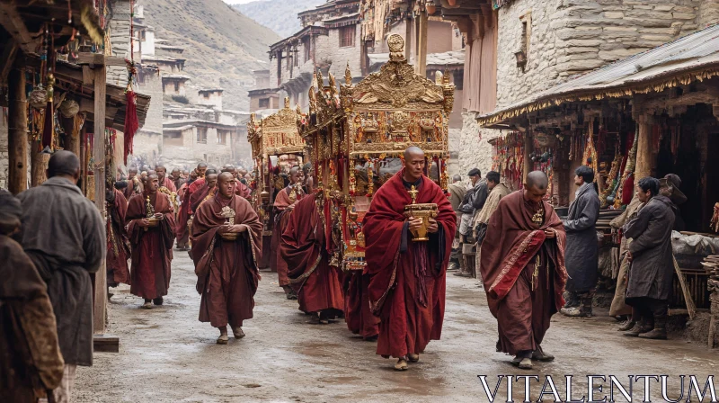 AI ART Religious Monks in Street Procession