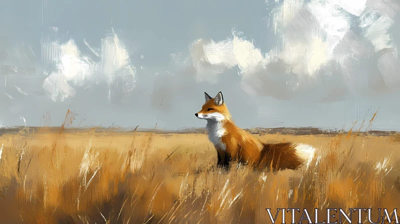 Fox and Field Art Piece AI Image