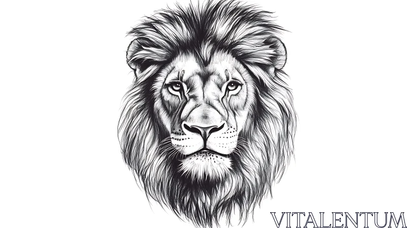 Monochrome Lion Art AI Image