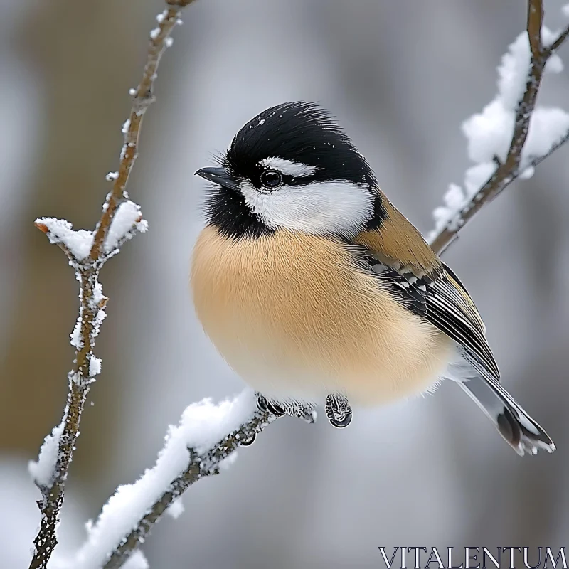 Snowy Bird Portrait AI Image