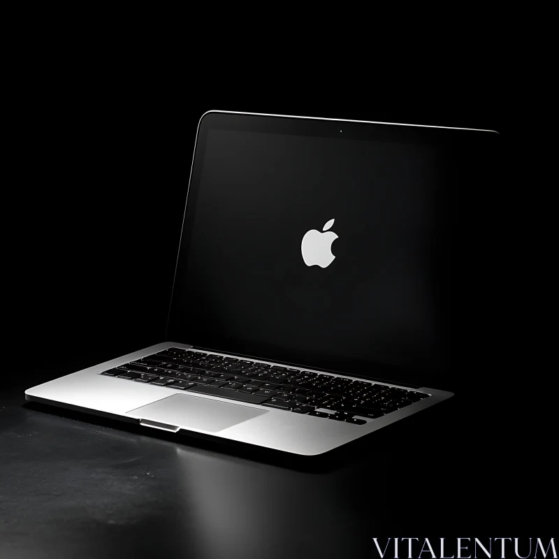 Sleek Laptop Illuminated on a Dark Background AI Image