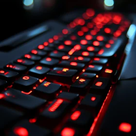 Red Illuminated Keyboard Close-Up