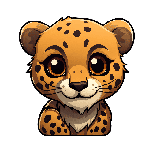 Charming Cartoon Cheetah Illustration - Simple & Friendly POD Design