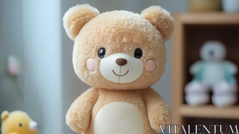 Adorable Plush Bear in Cozy Setting AI Image