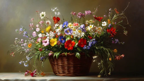 Vibrant Floral Arrangement in Basket