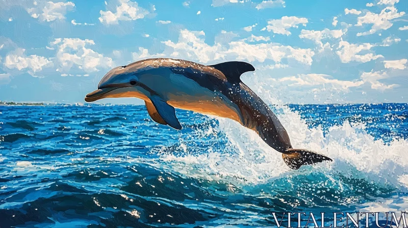 Playful Dolphin Leaping in Ocean Waves AI Image