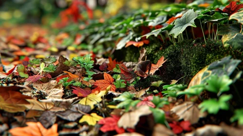 Ground-level Perspective: Serene Beauty of Fallen Leaves
