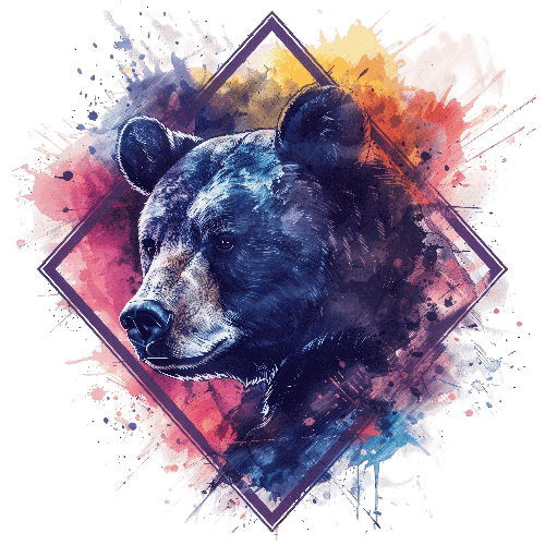 Watercolor Bear Art with Abstract Background POD Design