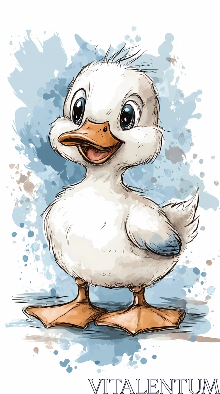 Cute Watercolor Duckling AI Image