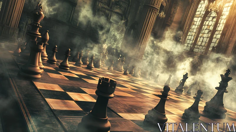 Chess Game in Fog AI Image