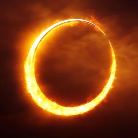 Bright Flaming Circle in Darkness