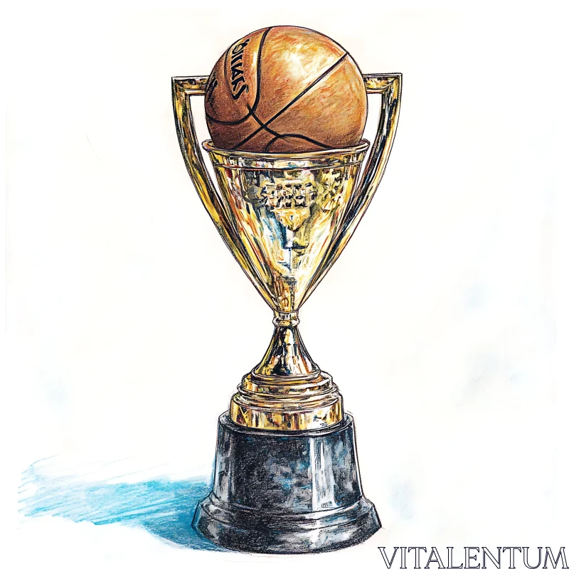 Golden Trophy with Basketball AI Image