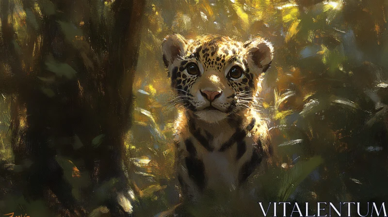 AI ART Forest Wildlife Art: Jaguar Cub