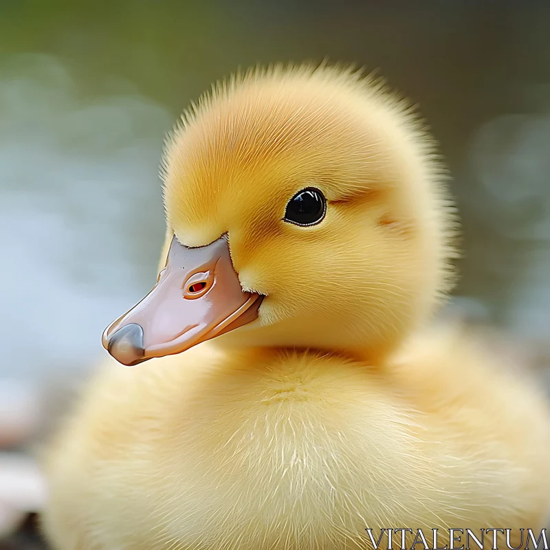 Close-up of a Cute Duckling AI Image