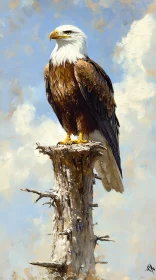 Eagle on Tree Stump Art