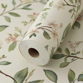 Delicate Floral Print on Creamy White Wallpaper