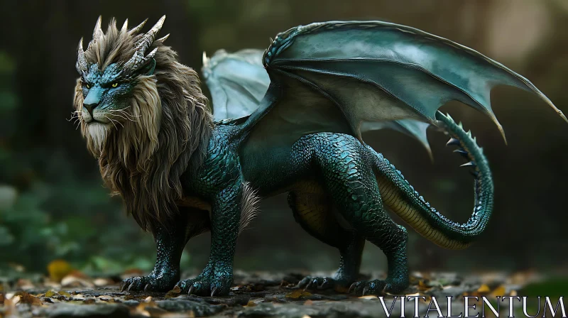 Fantasy Chimera: Lion and Dragon Fusion AI Image