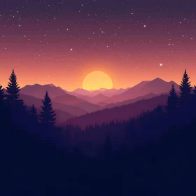 Starlit Mountain Sunset Landscape