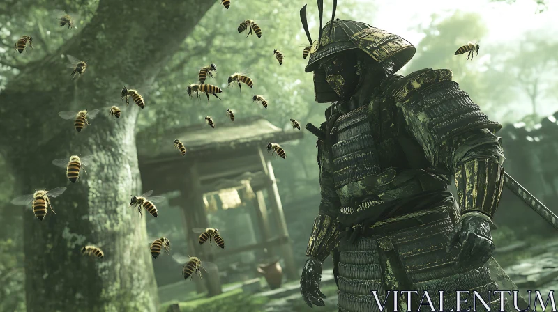 AI ART Bee Samurai: Guardian of the Forest