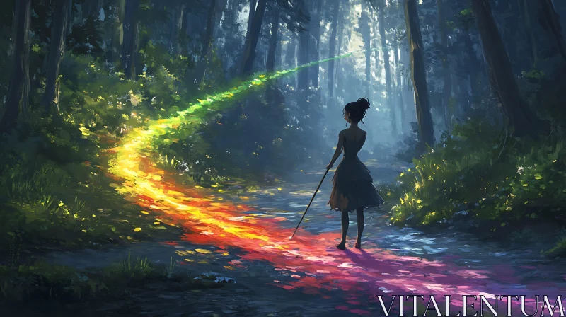 AI ART Rainbow Road in the Woods