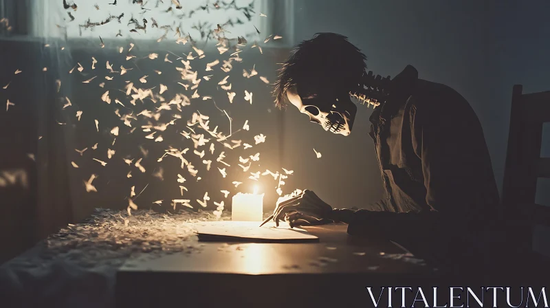 Grim Writer at Work AI Image