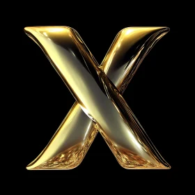 Elegant Golden 'X' on Black Background