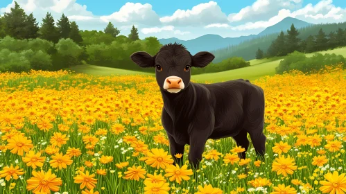 Cow and Flower Field