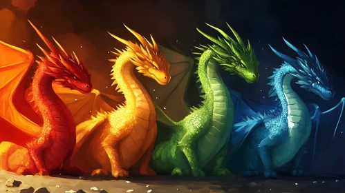 Chromatic Dragons: Fantasy Art Print