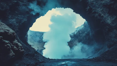 Ethereal Steam within a Mysterious Cave