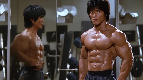 Muscular Man Posing in the Gym