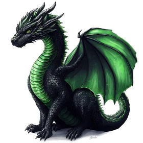 Black Dragon with Green Wings