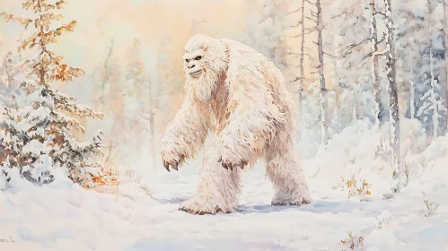 Snowy Forest Yeti Illustration