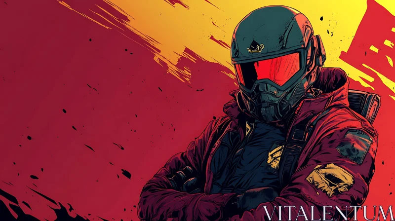 Man in Helmet Sci-Fi Illustration AI Image