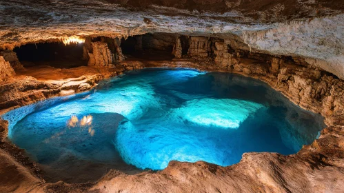 Underground Crystal Water Cave Scene