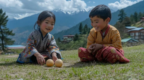 Kids playing in the mountains of Bhutan