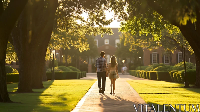 Couple Stroll in Park AI Image