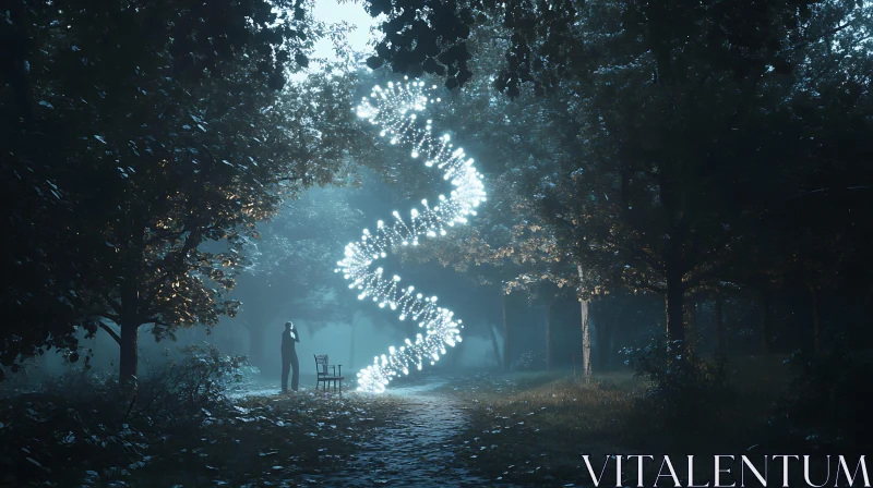 Mystical Forest Lights AI Image