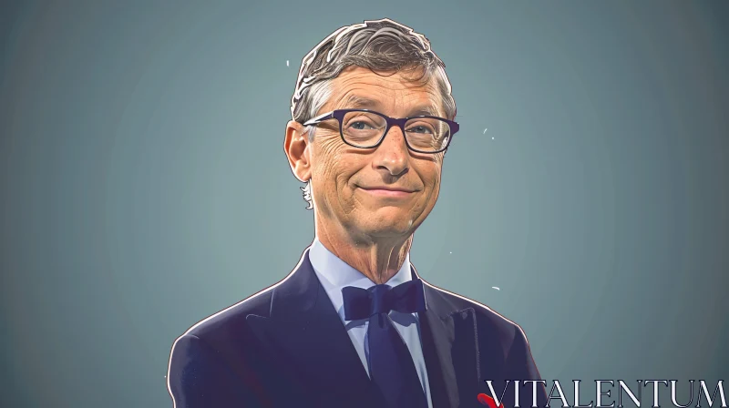 AI ART Bill Gates Digital Portrait