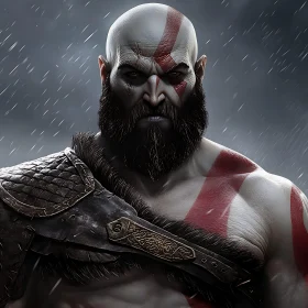 Fierce Man with Beard and Armor